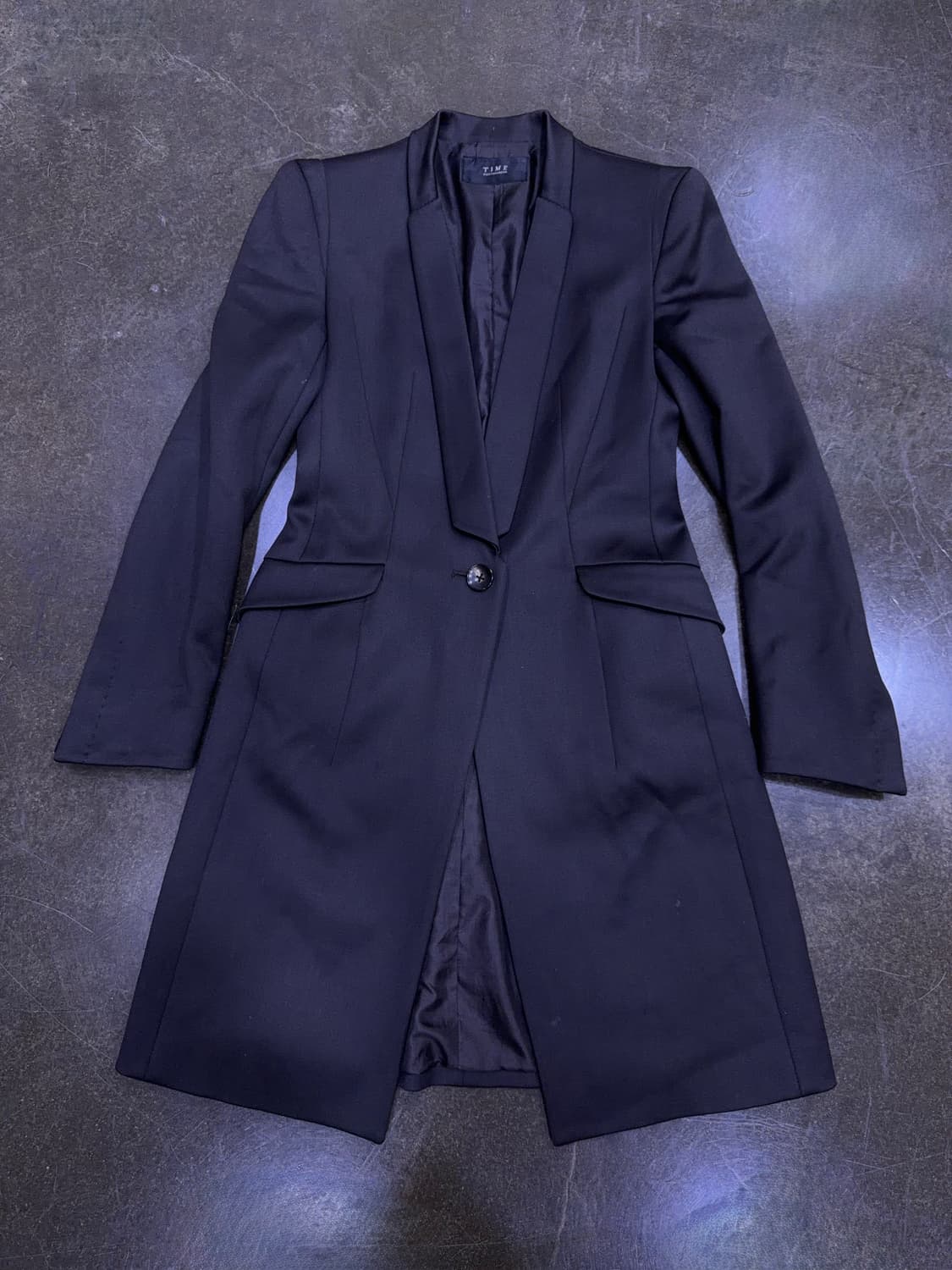 타임 이태리 울 싱글 슬림 절개 원버튼 롱코트 84 상품이미지1