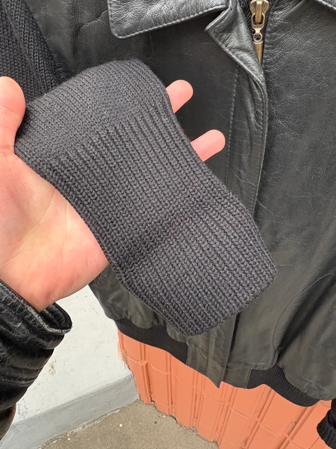 Vintage 소가죽 니트 자켓 상품이미지2