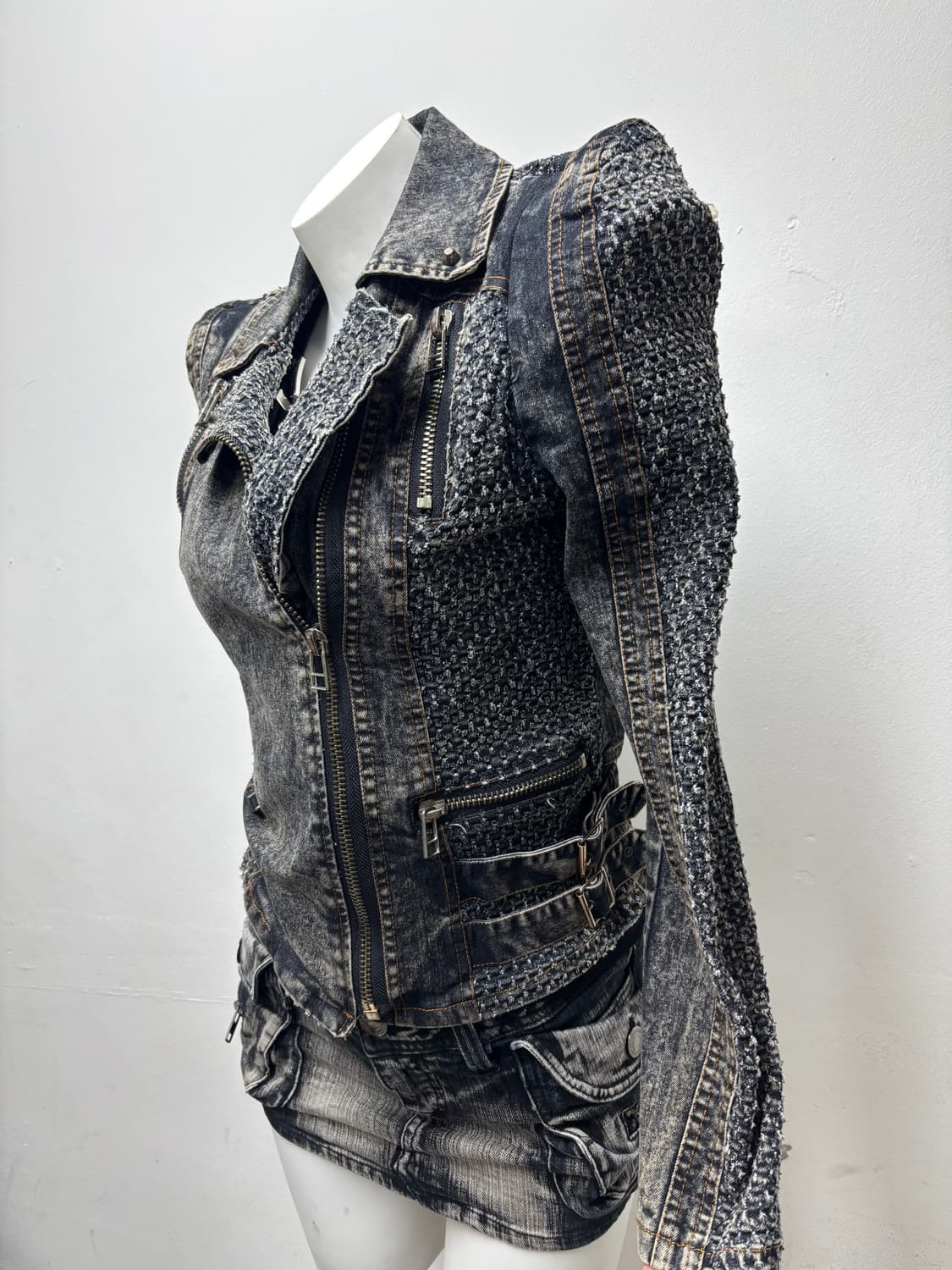 [Y2K] Rare Design Side Buckle Biker Jack 상품이미지2