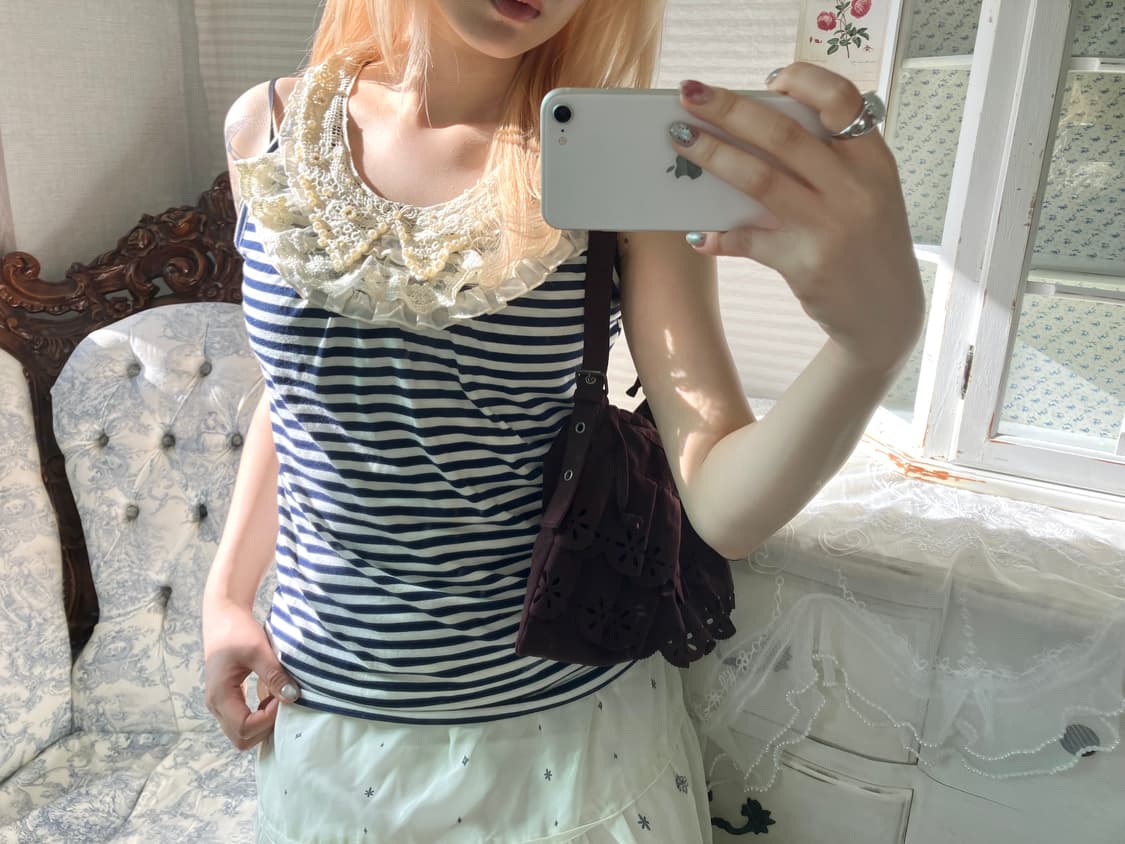 Axes femme 로맨틱 레이스 스트라이프 나시 상품이미지1