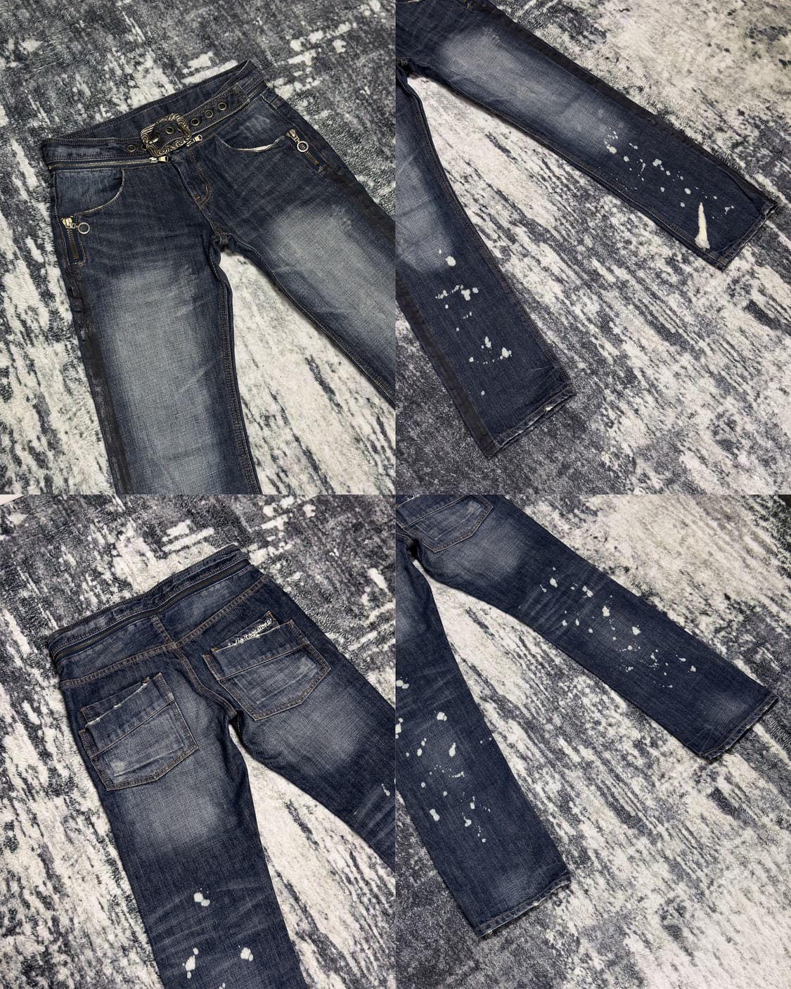 {UNKNOWN} Paint Splatter Zip Belt Denim  상품이미지3