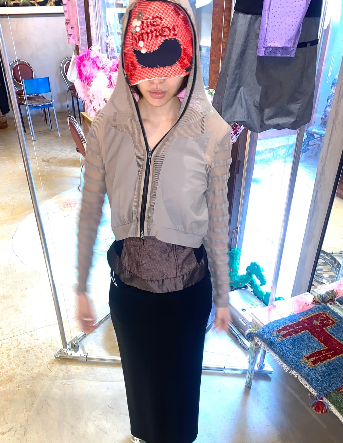 빈티지 Sun Light 테크웨어 사이버 펑크 메쉬 집업 상품이미지10