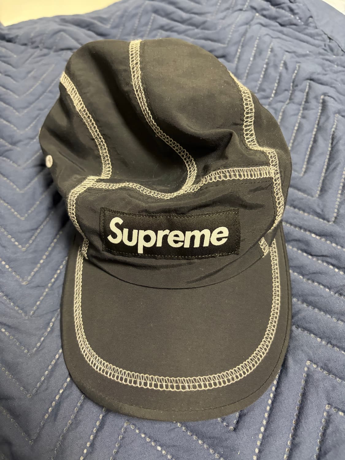 슈프림 리플렉티브 스티치 캠프캡 블랙 상품이미지2