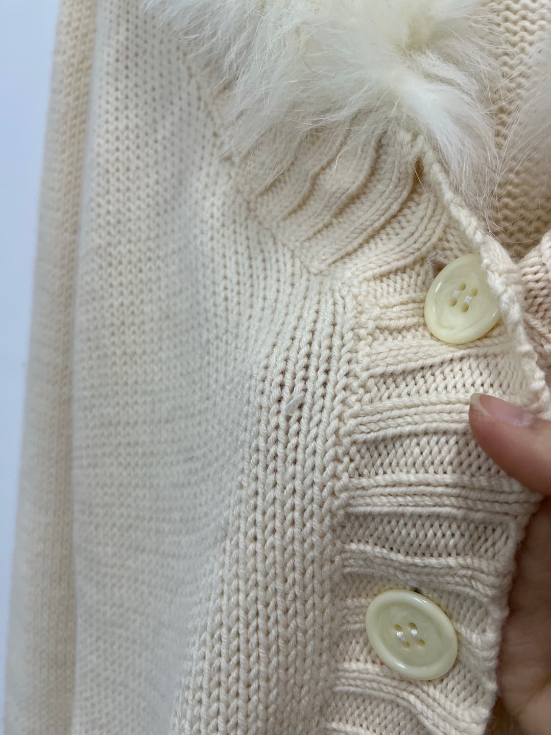 일본 빈티지 갸루 화이트 퍼 니트 가디건 상품이미지9