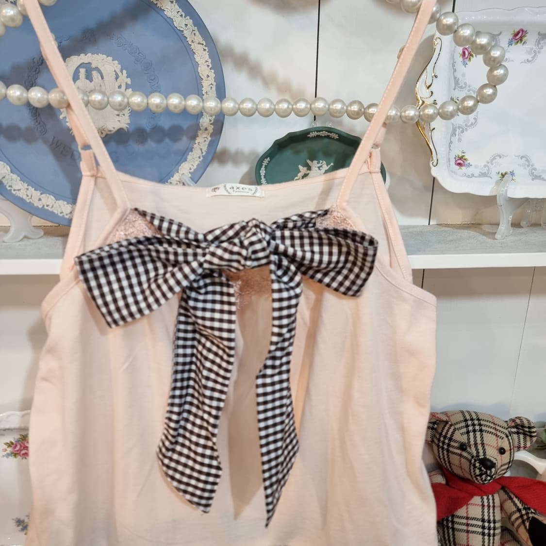 액시즈팜(axes femme) 리본 체크 레이어드 상품이미지3