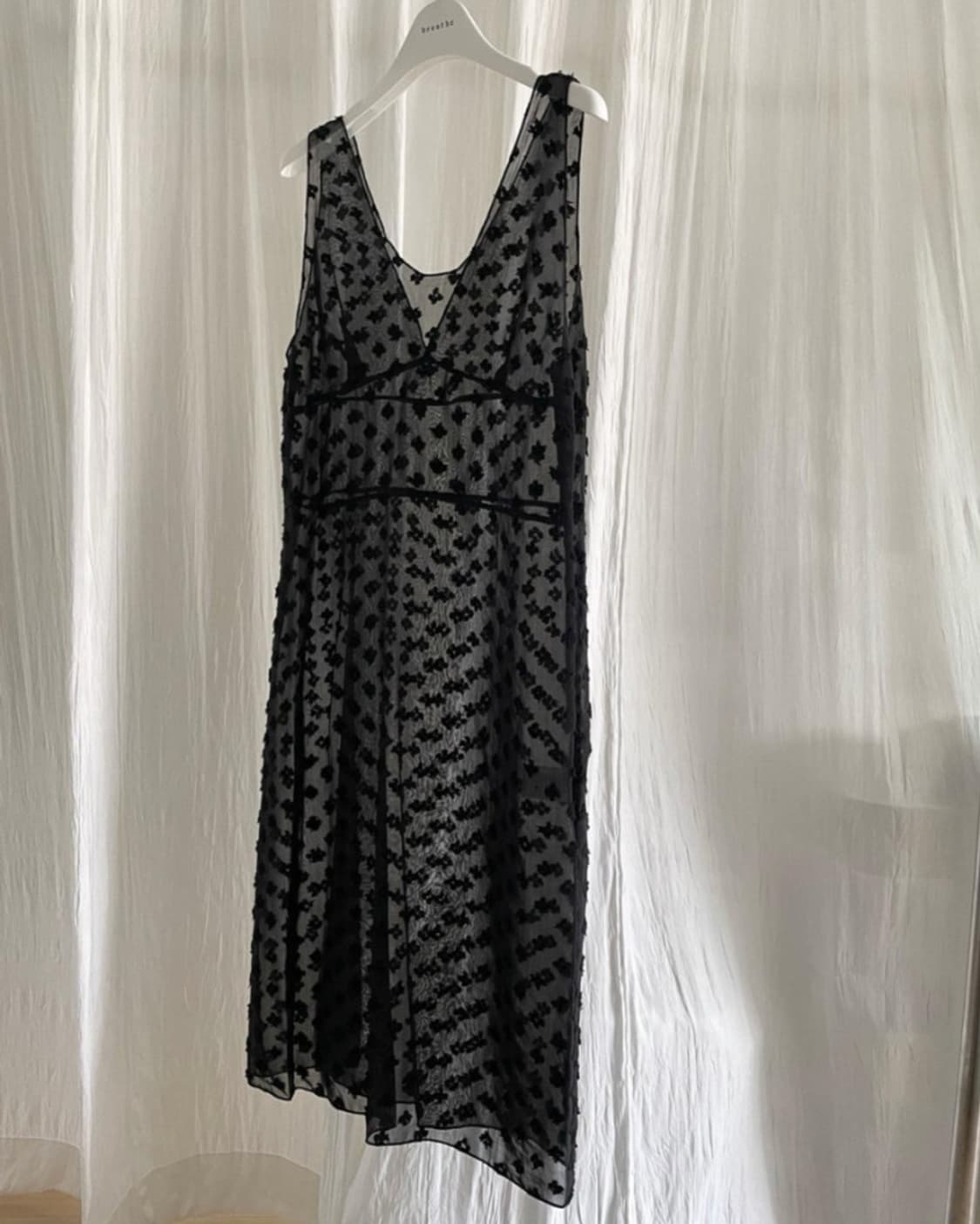 브리드 콤보 플라워 원피스 아이보리/블랙 상품이미지5