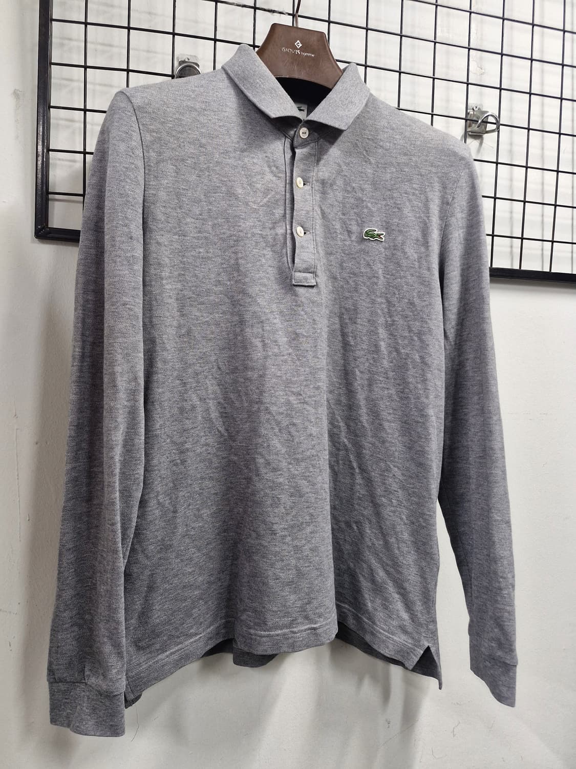 95M 라코스테 카라 긴팔티 회색. 상품이미지2