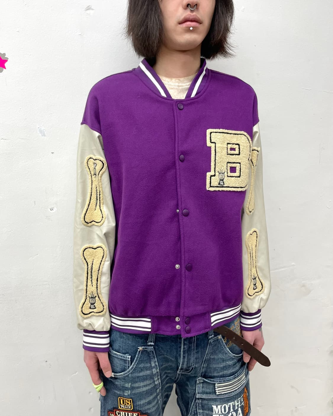 B bone purple stadium jacket 상품이미지3