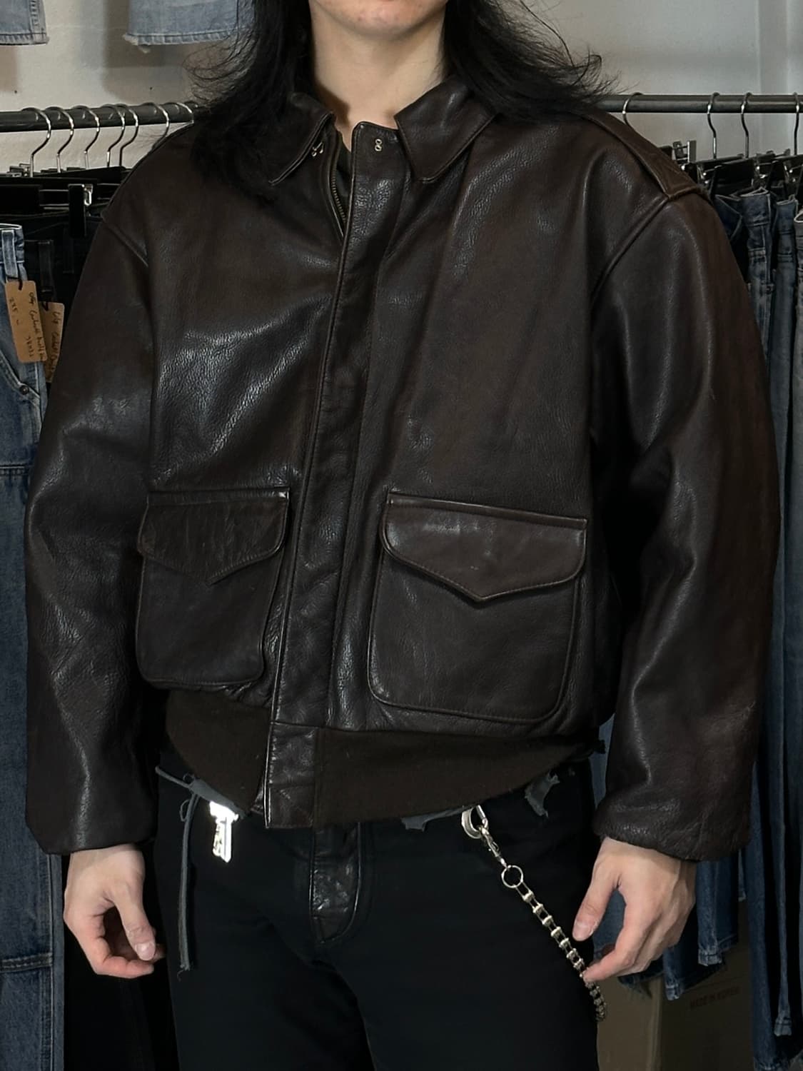 90's OG 빈티지 아비렉스 A2 봄버 자켓 빈티지 레더 자켓 상품이미지3