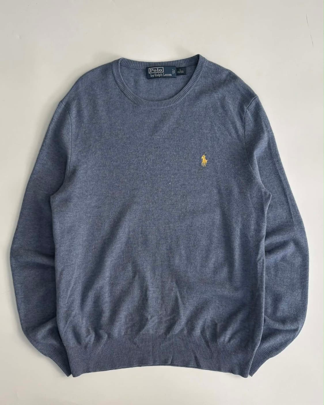 [S] 폴로 랄프로렌 블루 코튼 크루넥 니트 스웨터 상품이미지1
