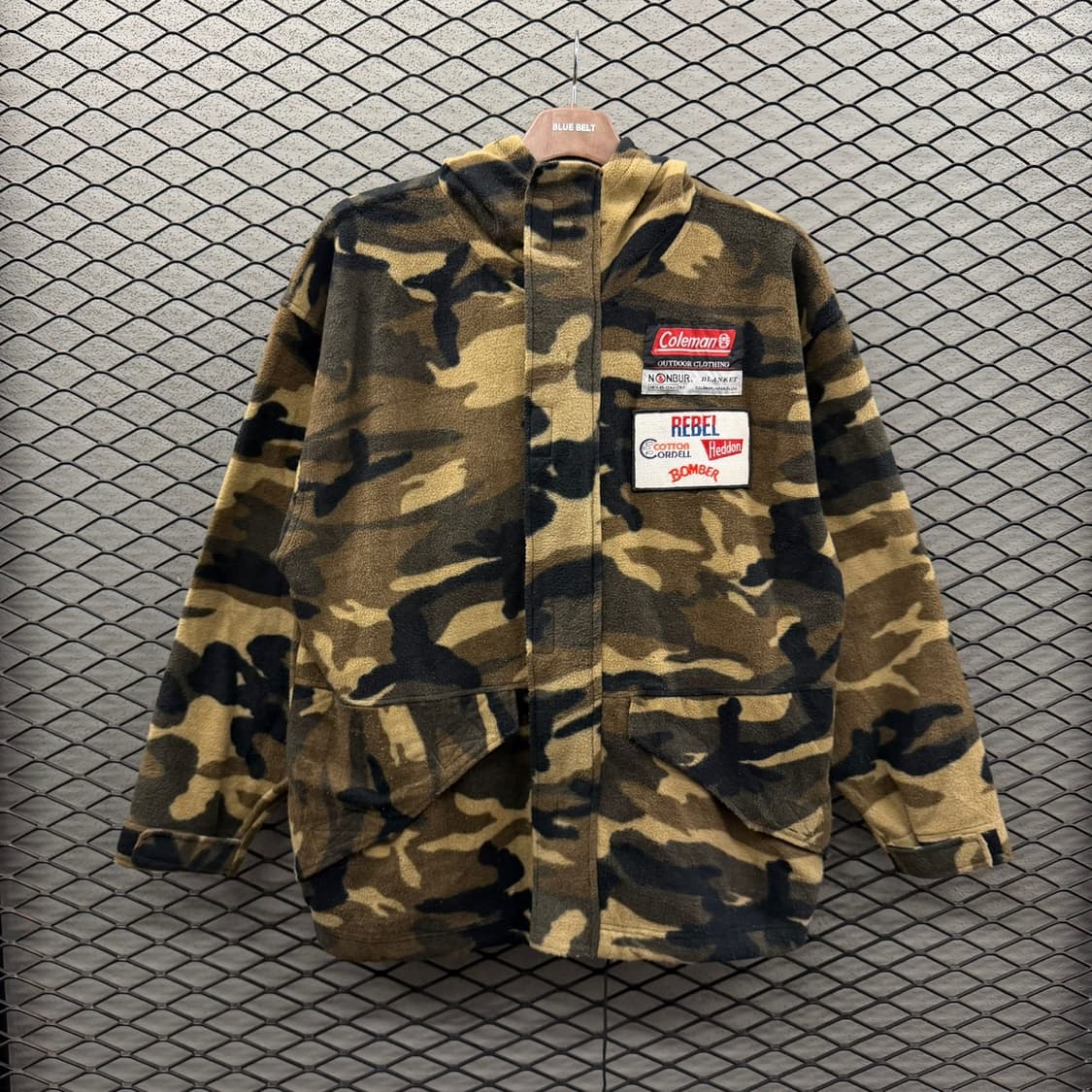 JPN VINTAGE 카모플라주 후디 플리스 자켓 캠퍼 패치 밑단 스트링 상품이미지2