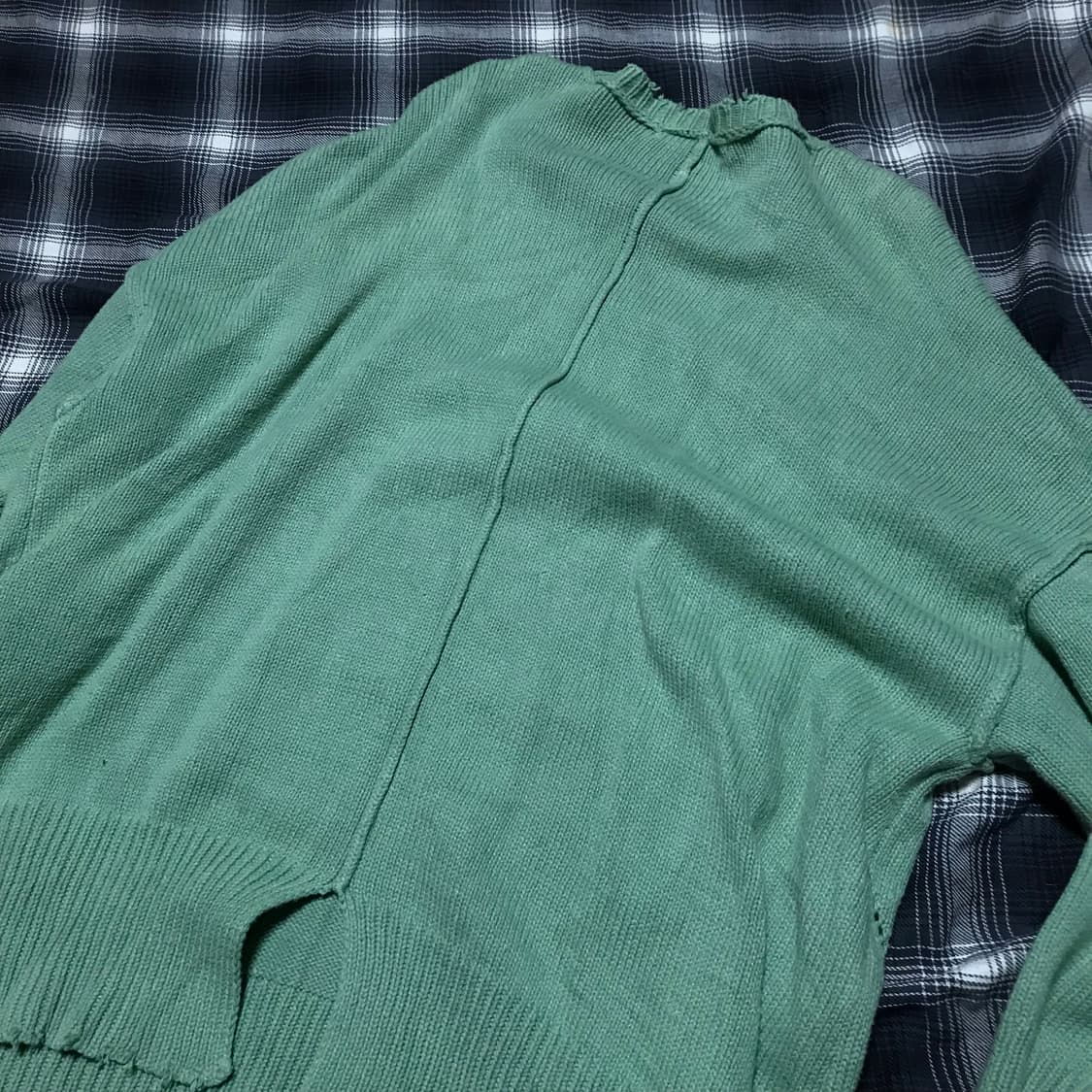 재팬 디스트레드 디자인 헤비 울 니트 그린 상품이미지7