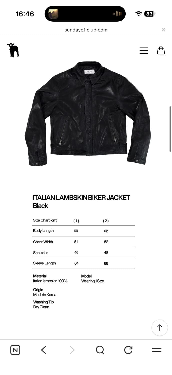 [2] 선데이오프클럽 이탈리안 램스킨 바이커 레더자켓 상품이미지2