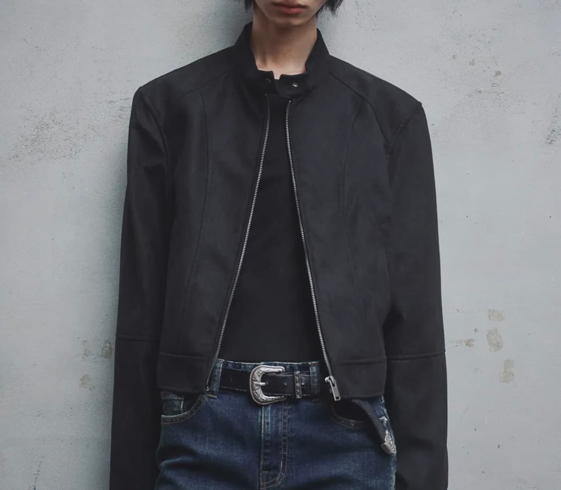 무신사 스탠다드 우먼 신세틱 스웨이드 레이서 자켓 상품이미지1