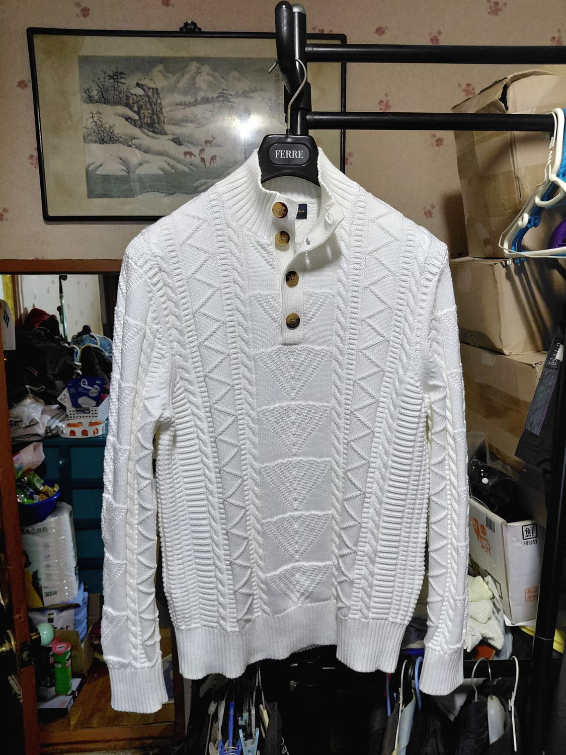 [브룩스브라더스]수피마코튼 케이블 버튼 모크넥 스웨터 L사이즈 상품이미지3