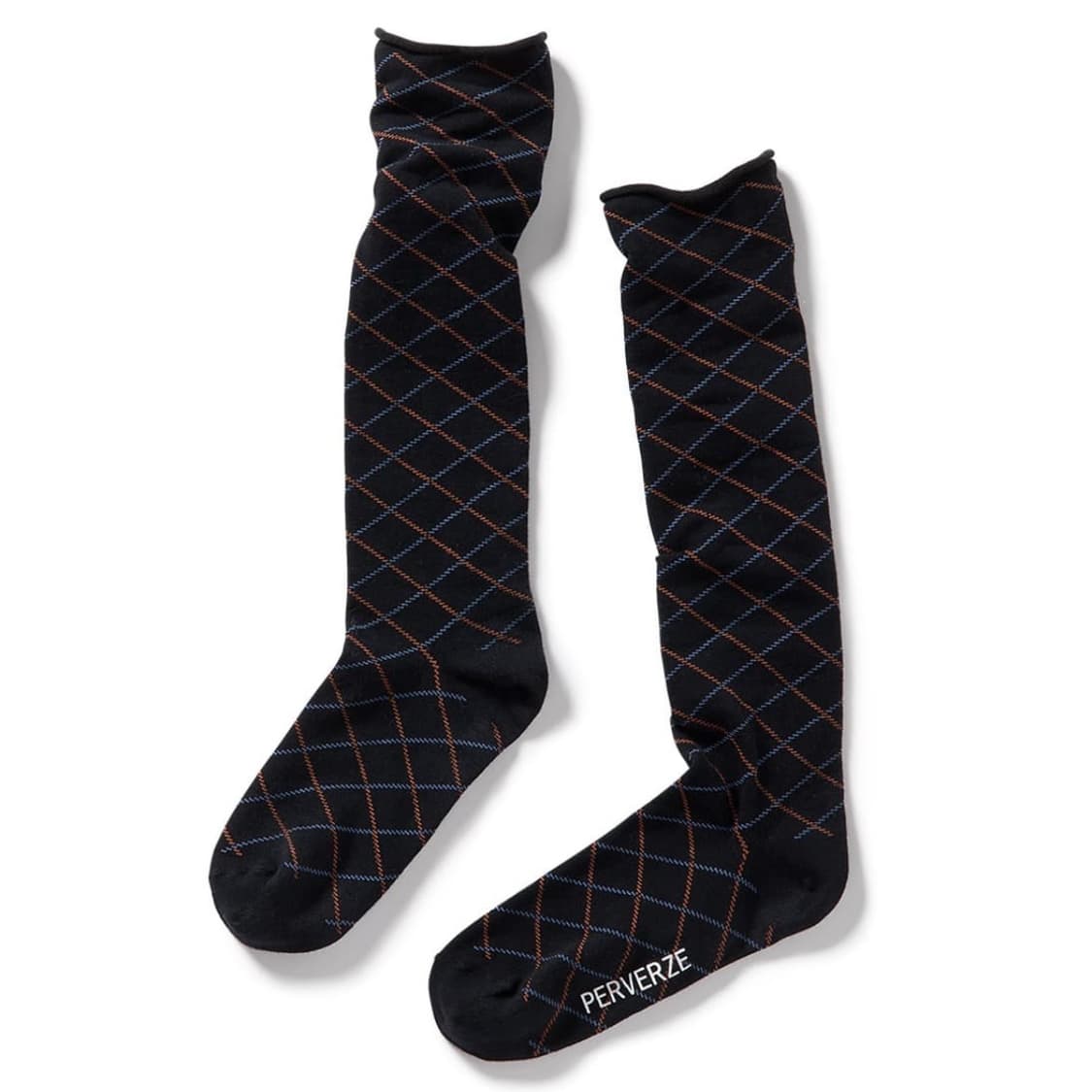 [F]퍼버즈 25fw 체크 니삭스 양말/네이비 상품이미지1
