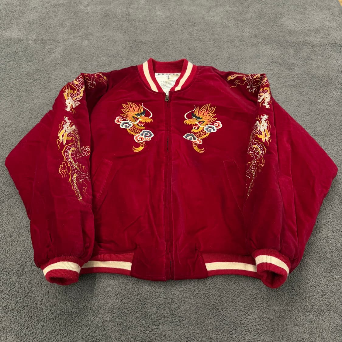 Jpn 일본 빈티지 모던보이스 벨벳 자수 스카잔 자켓 상품이미지2