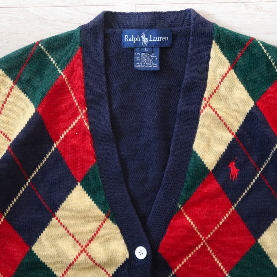빈티지 폴로 랄프로렌 울 아가일 체크 가디건 상품이미지2