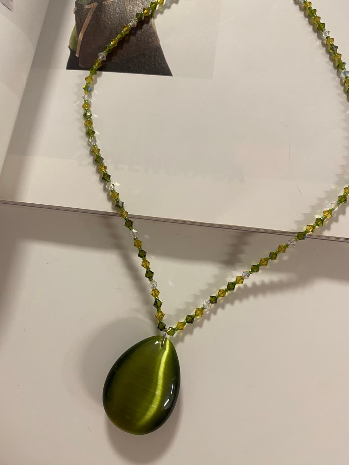 빈티지 그린 물방울 팬던트 비즈 목걸이 상품이미지8