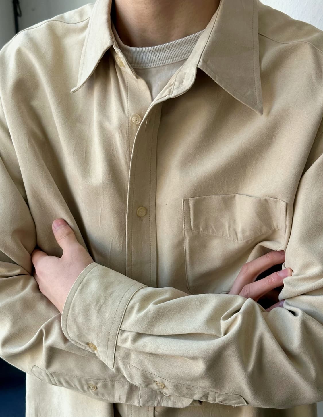 Fake suede fabric L/S shirt 상품이미지10