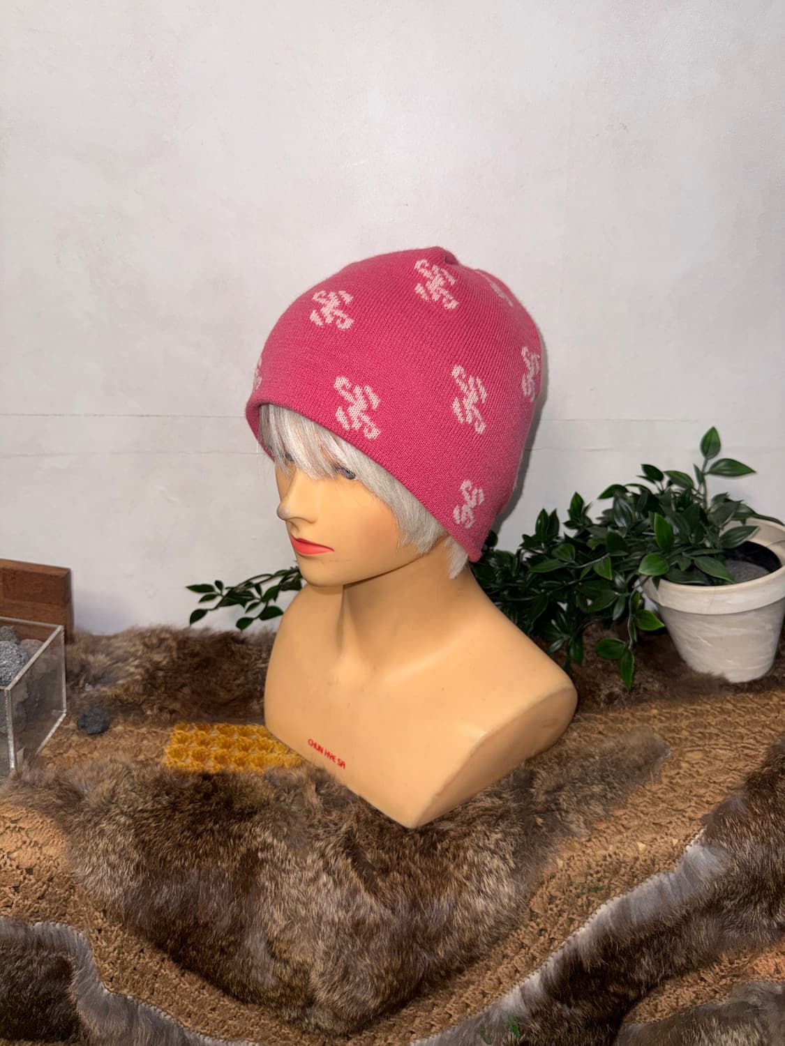 Sinoon monogram jacquard beanie pink 상품이미지1