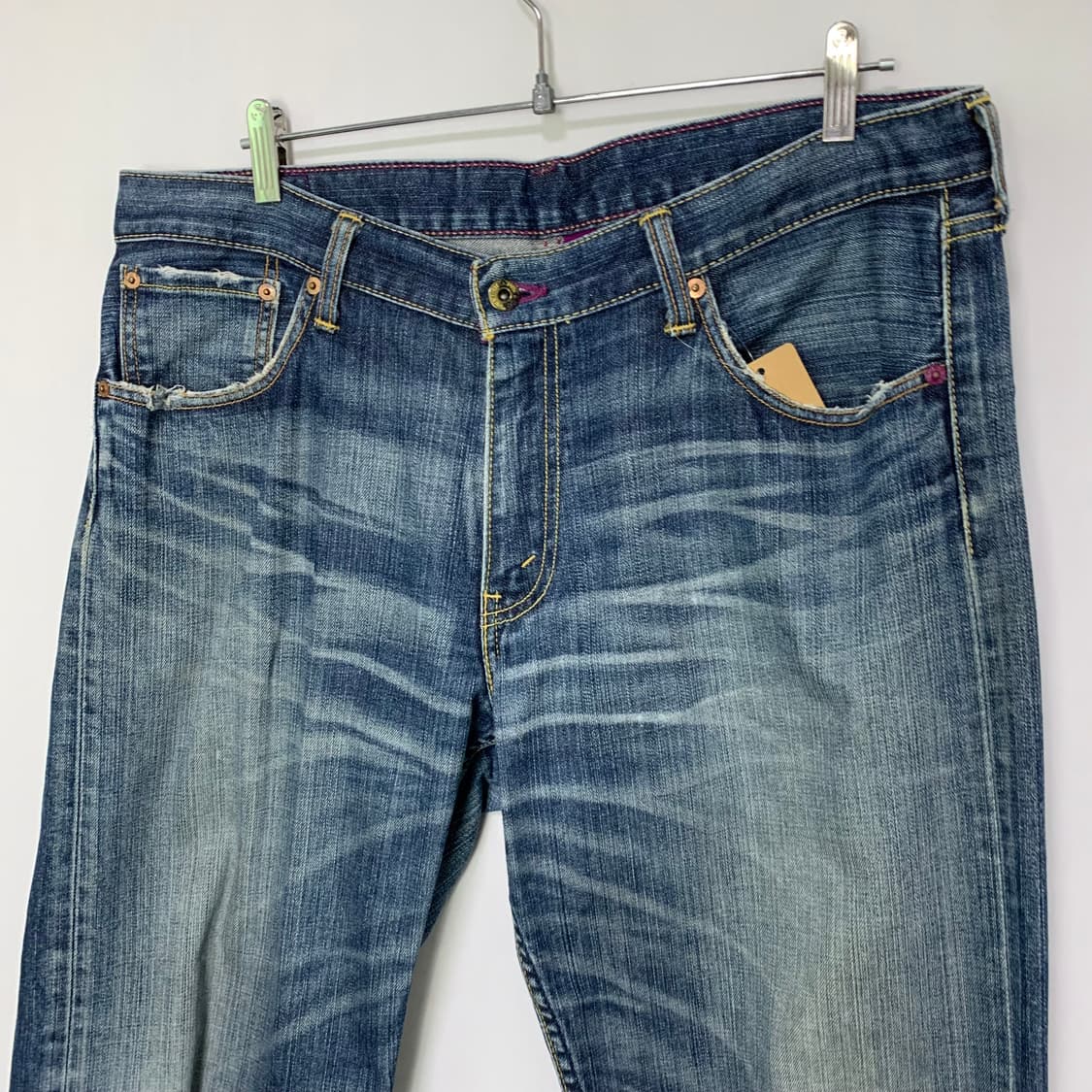 리바이스 빈티지 워싱 데님 데미지 컷팅 팬츠 중청바지 00s 36인치 상품이미지2