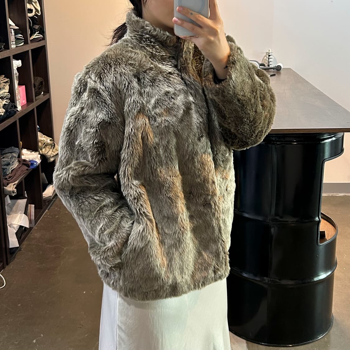 카키브라운 fur jacket 상품이미지2