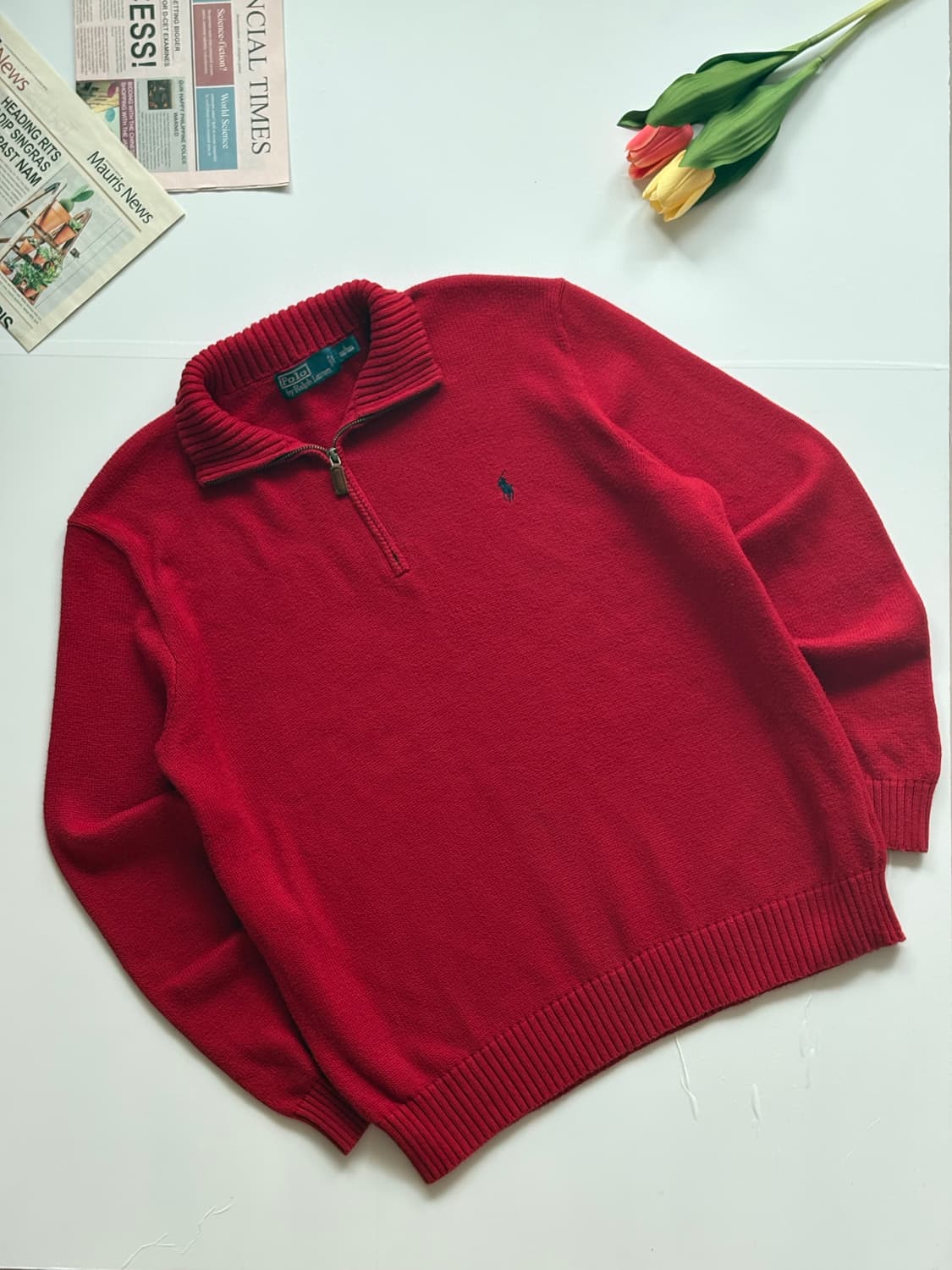 Polo 폴로랄프로렌 레드 하프 집업 상품이미지1