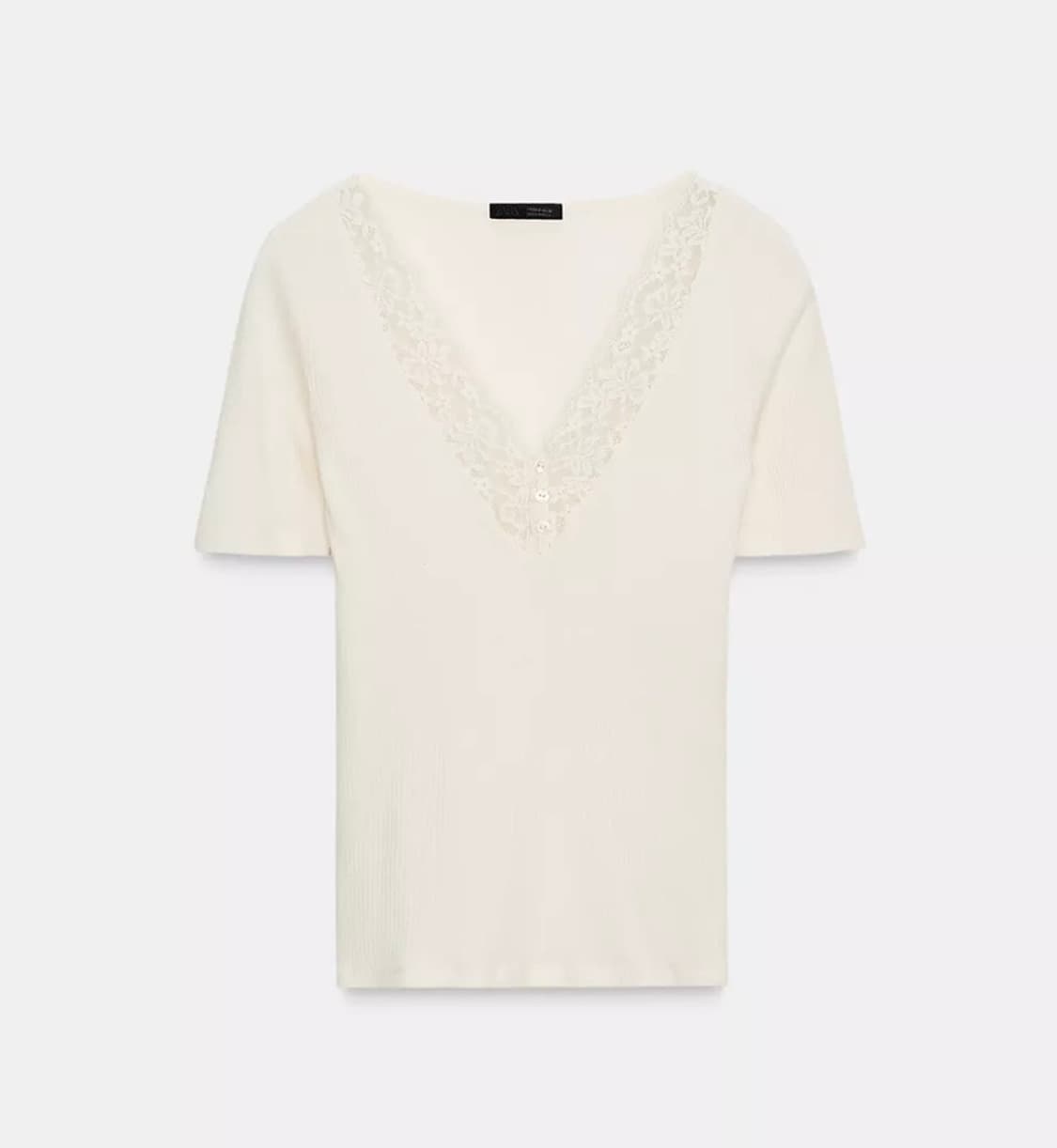 ZARA 자라 레이스 골지 티셔츠, 자라 레이스 티셔츠 상품이미지6