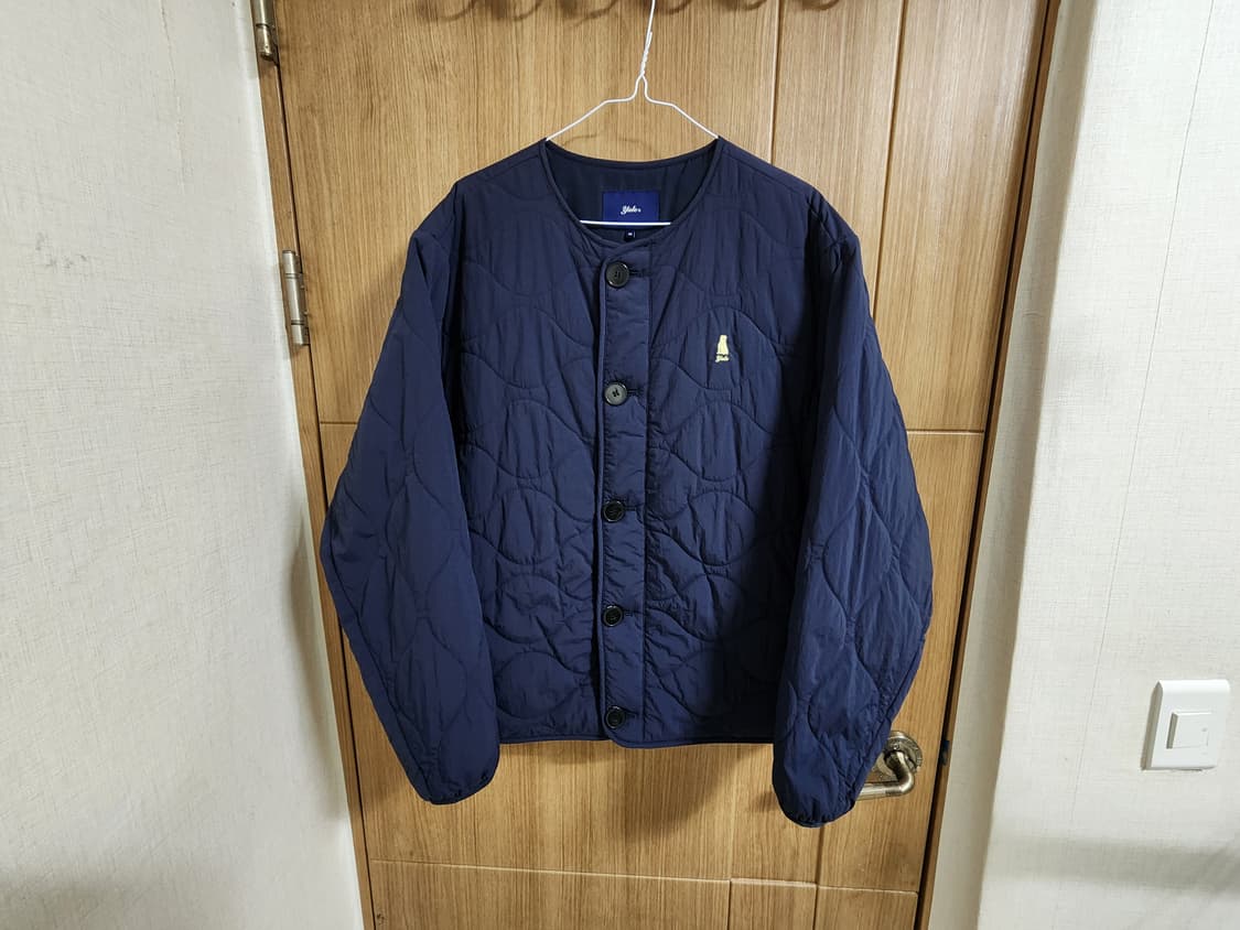 (M)예일 웨이브 퀼팅 패딩 자켓 네이비 상품이미지1