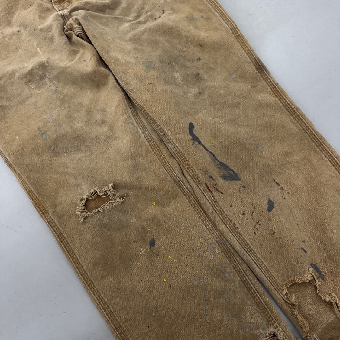 칼하트 OG 가죽패치 카펜터 하드 페이딩 덕캔버스 와이드 워크팬츠 상품이미지4