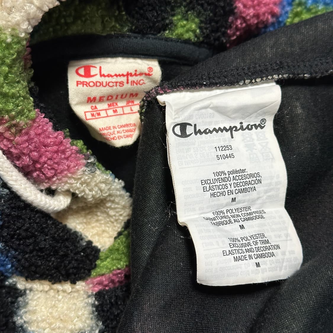 챔피온 리버스위브 멀티 패턴 양털 후리스 풀오버 후디 상품이미지6