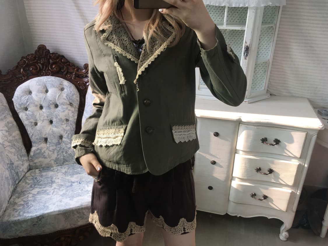 Axes femme 카키 앤틱 레이스 자켓 상품이미지1