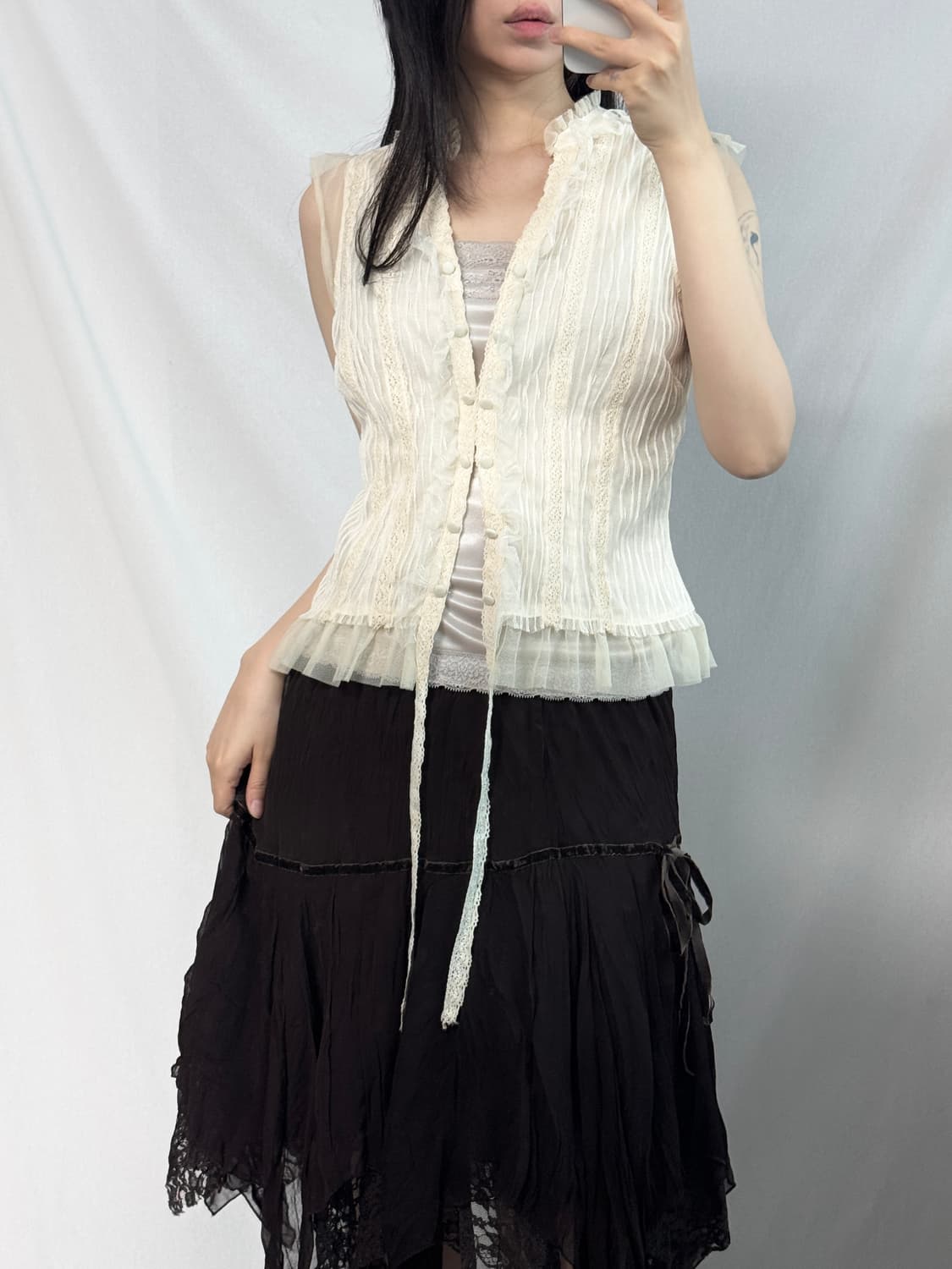 레이스 새틴 큐빅 슬리브리스 상품이미지7