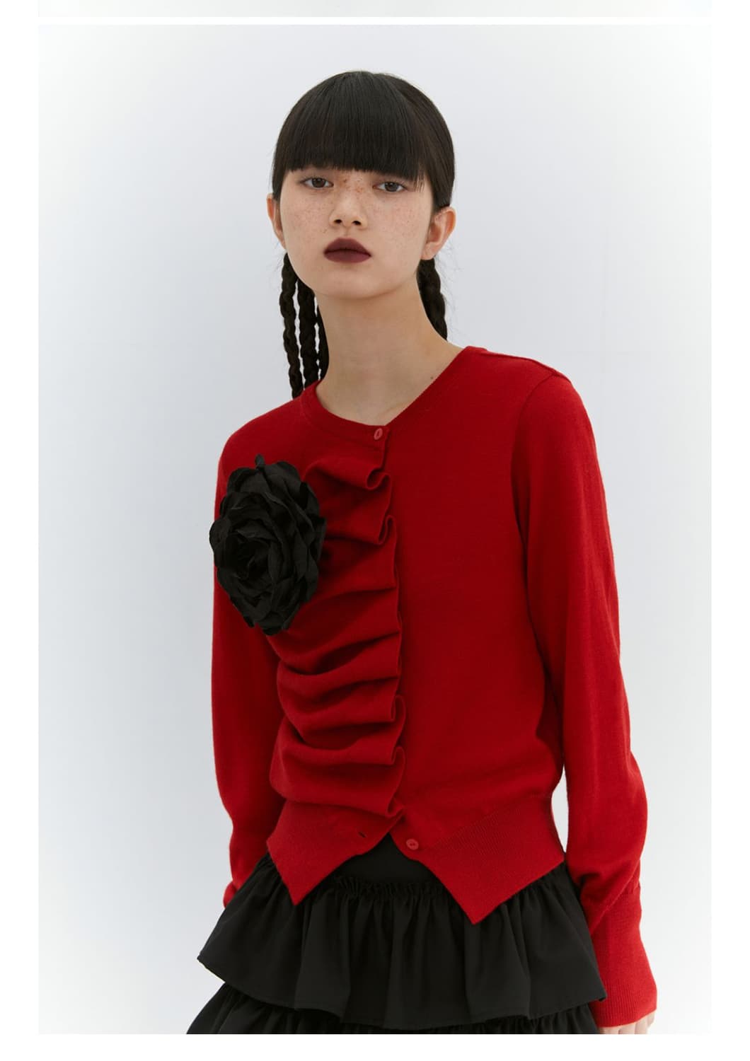 버뮬라 오블리크 가디건 RED 상품이미지1