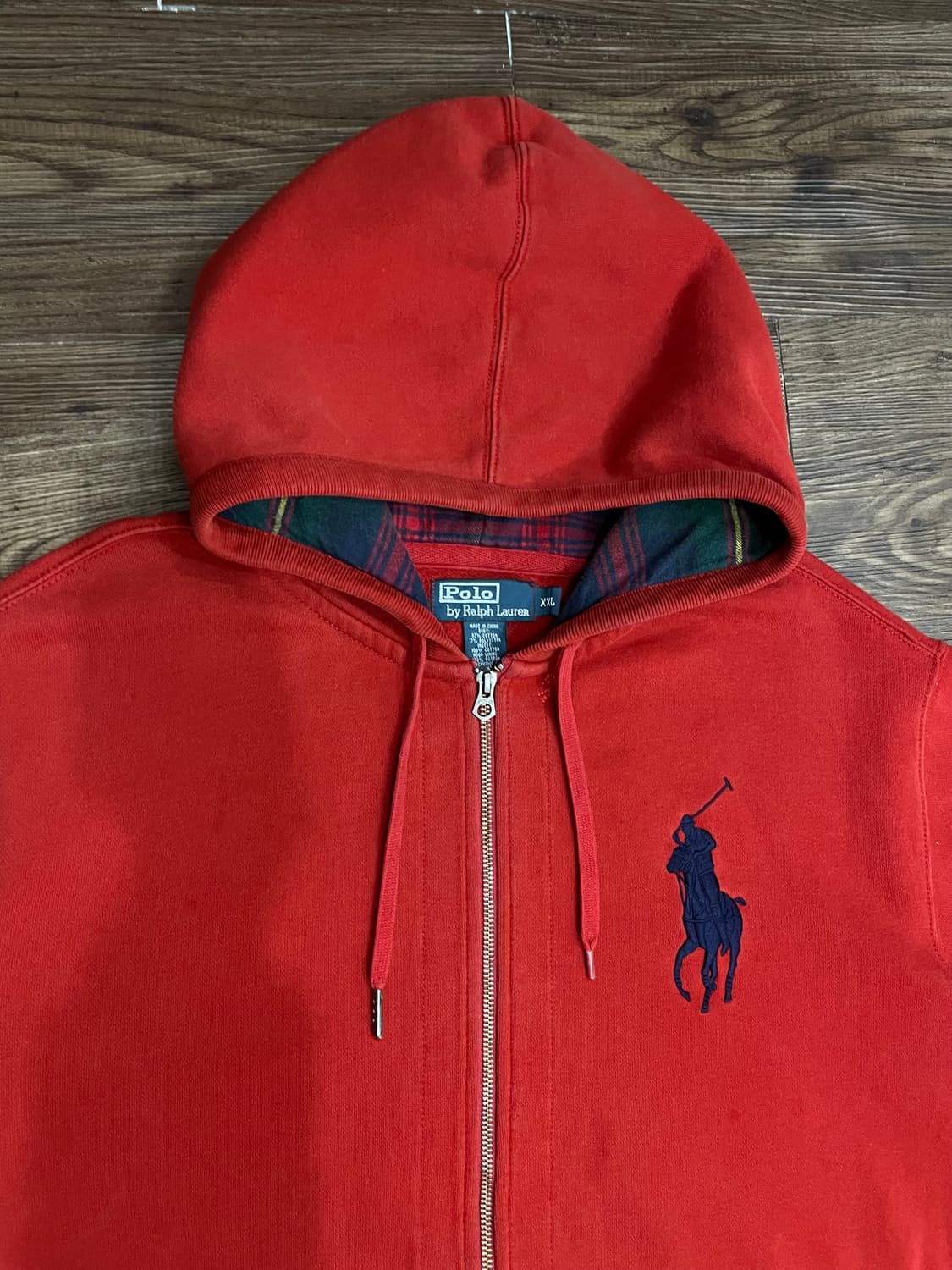 폴로 랄프로렌 빅포니 체크 후드집업 레드 상품이미지2
