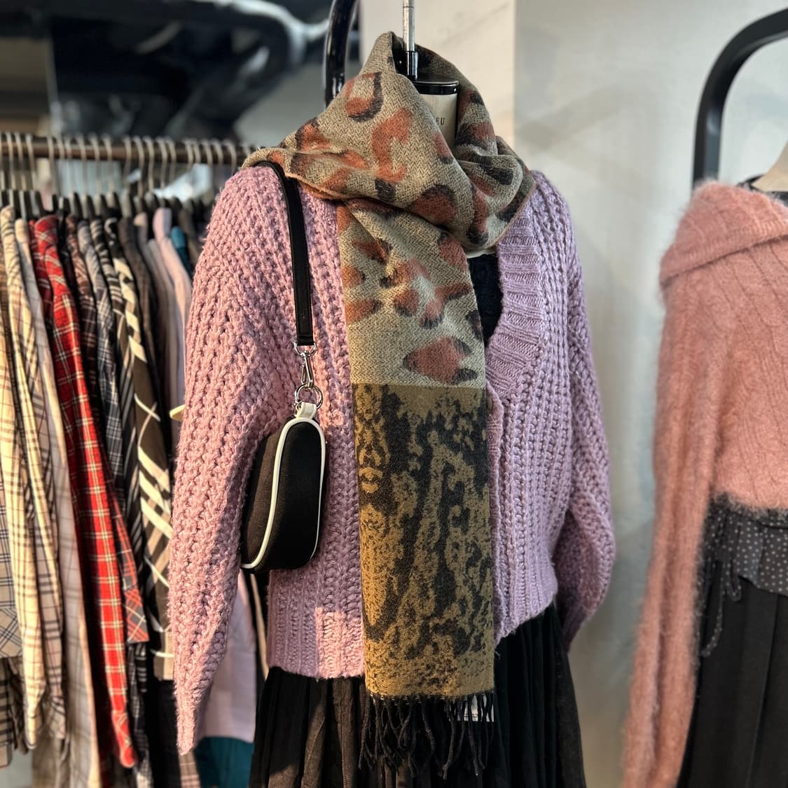 (1+1)Lovely Vintage Cardigan&Muffler Set 상품이미지1