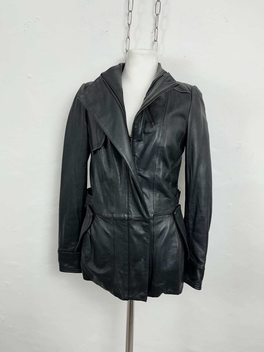 Italian Lambskin Gimmick Zip Leather Jac 상품이미지4