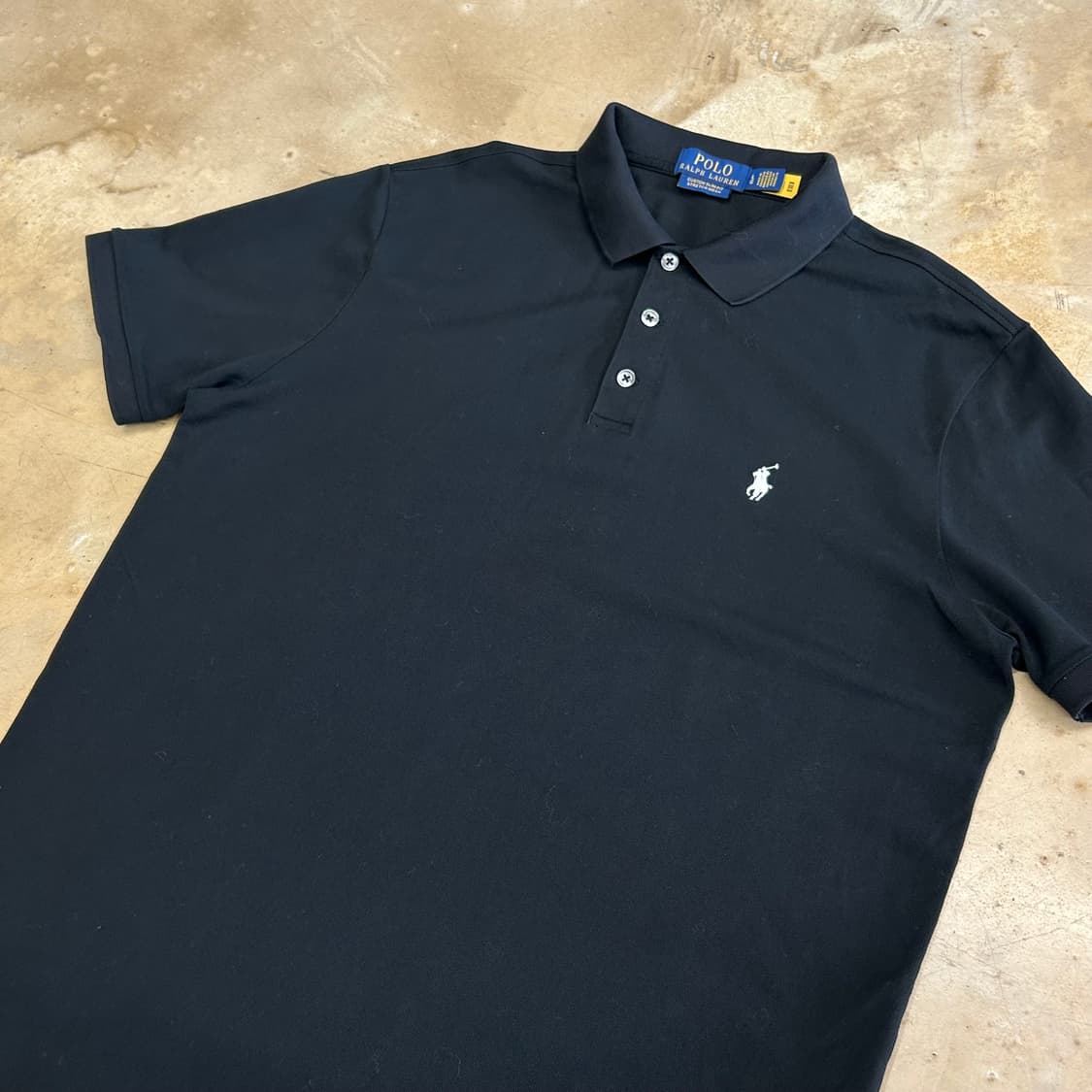 L 폴로랄프로렌 커스텀 슬림핏 스트레치 메시 블랙 카라 반팔티 상품이미지1