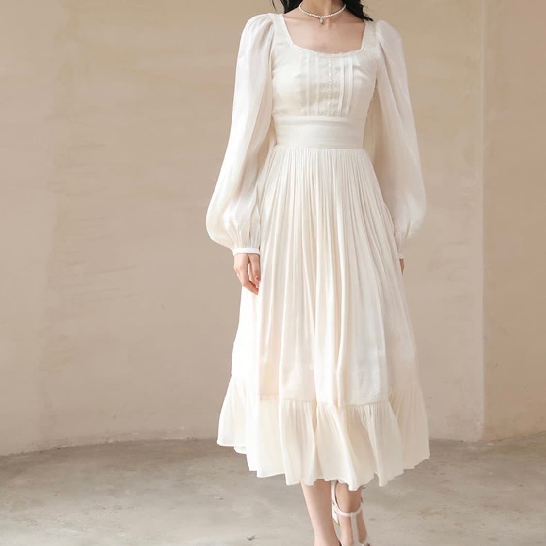 S사이즈) 신스덴 앙쥬 레이스 롱원피스 브라이덜샤워 셀프웨딩스냅 상품이미지4