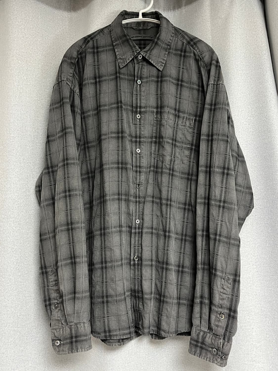 [M] 브랜디드 올데이 체크 셔츠 다이드 차콜 상품이미지2