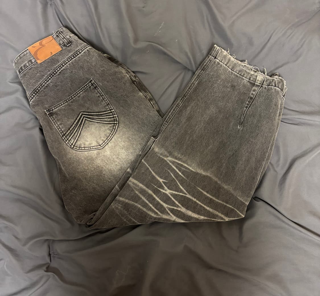 XL) ETCE washed baggy jean Grey 상품이미지1
