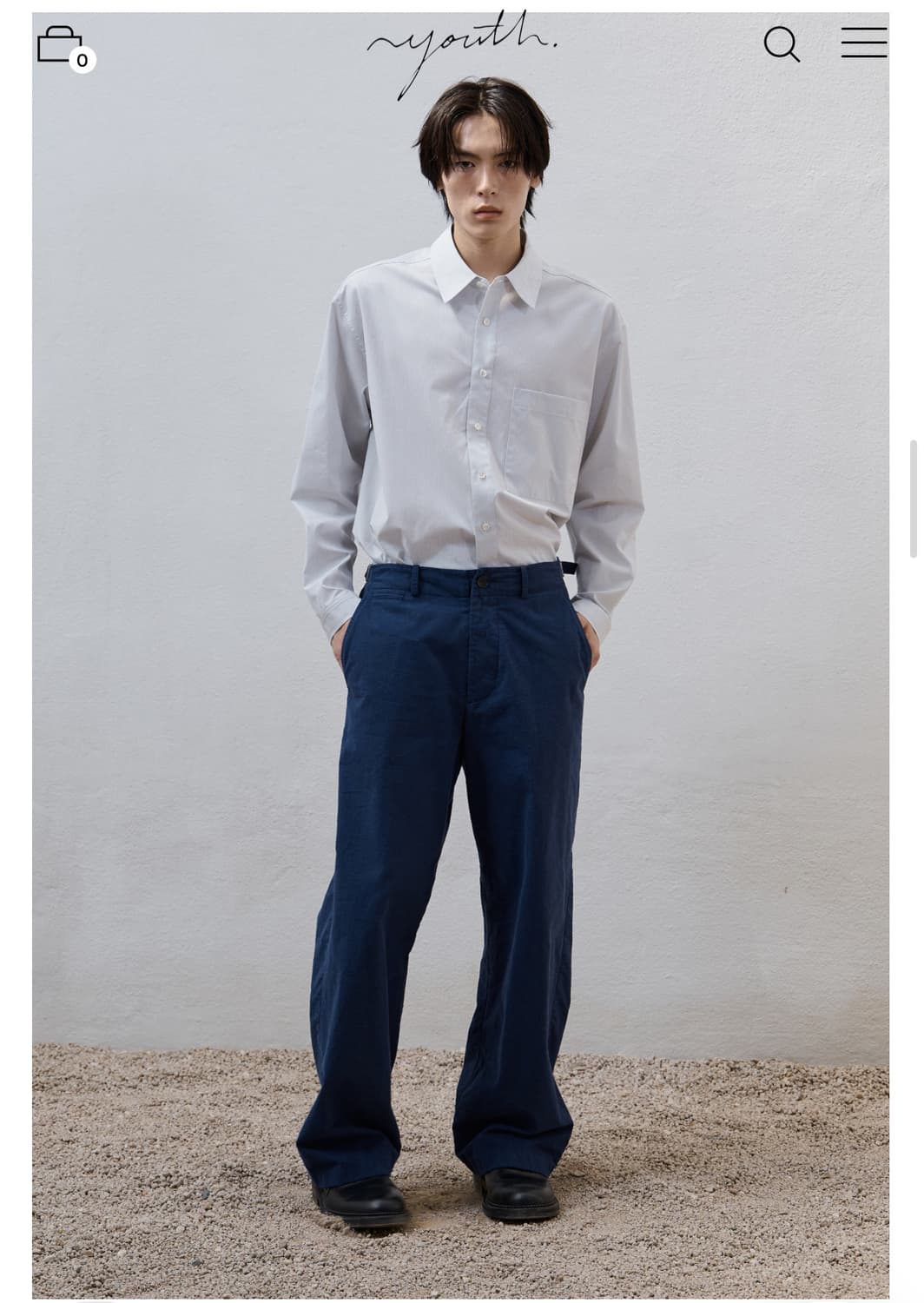 Washed Wide Chino Pants Blue (M) 상품이미지1
