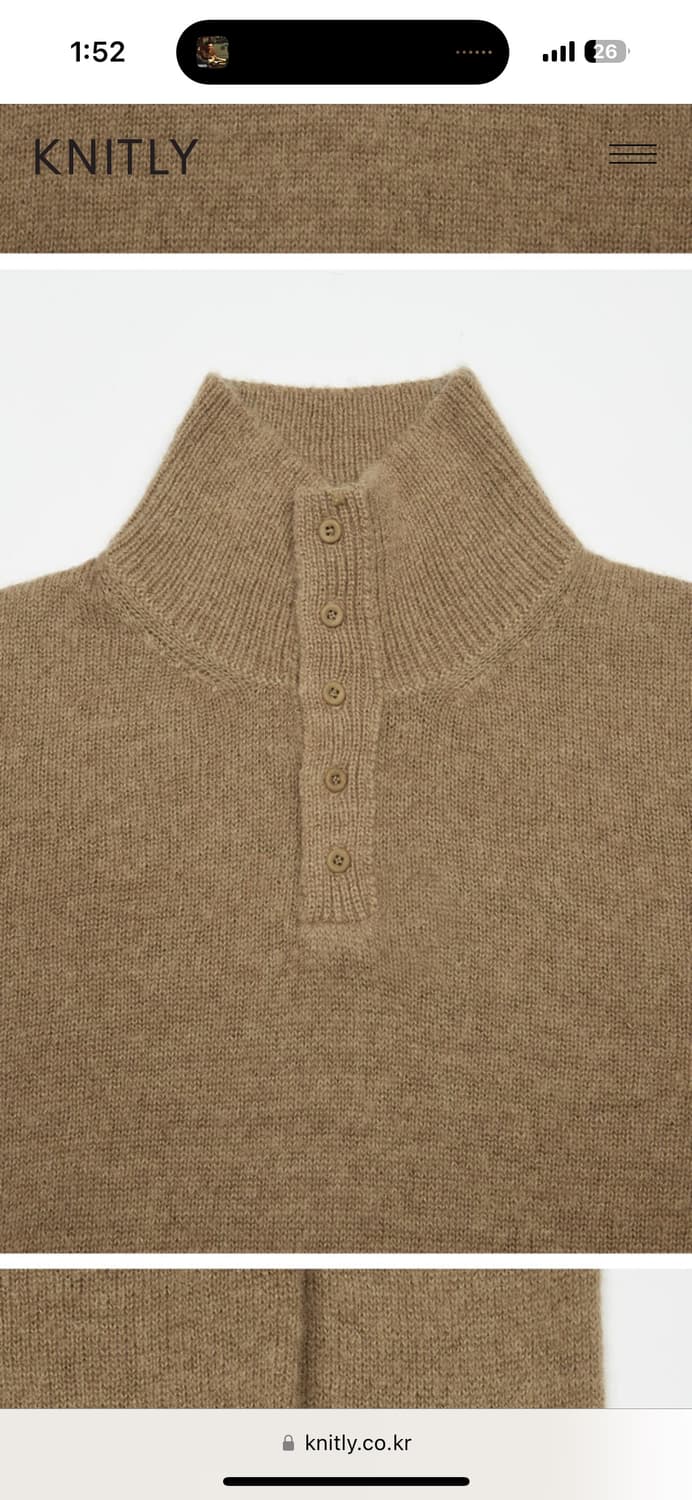 니틀리 베이비 알파카 Button Collar 니트 카멜 2 상품이미지3