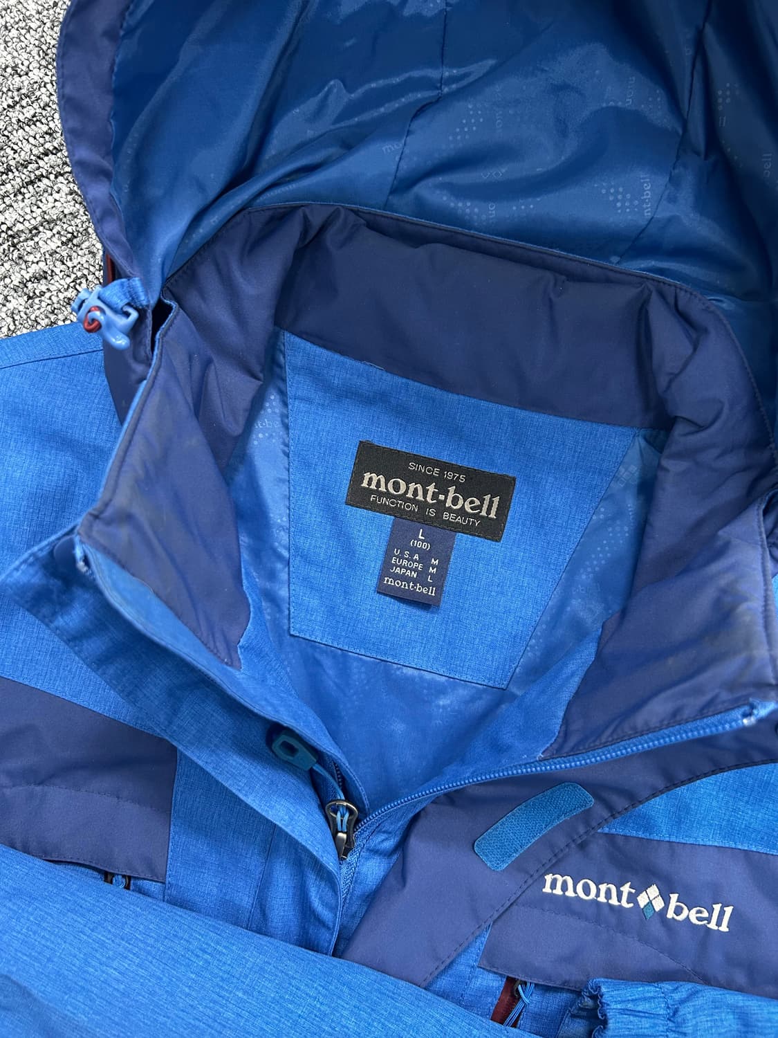 몽벨 블루 배색 바람막이 L 상품이미지5