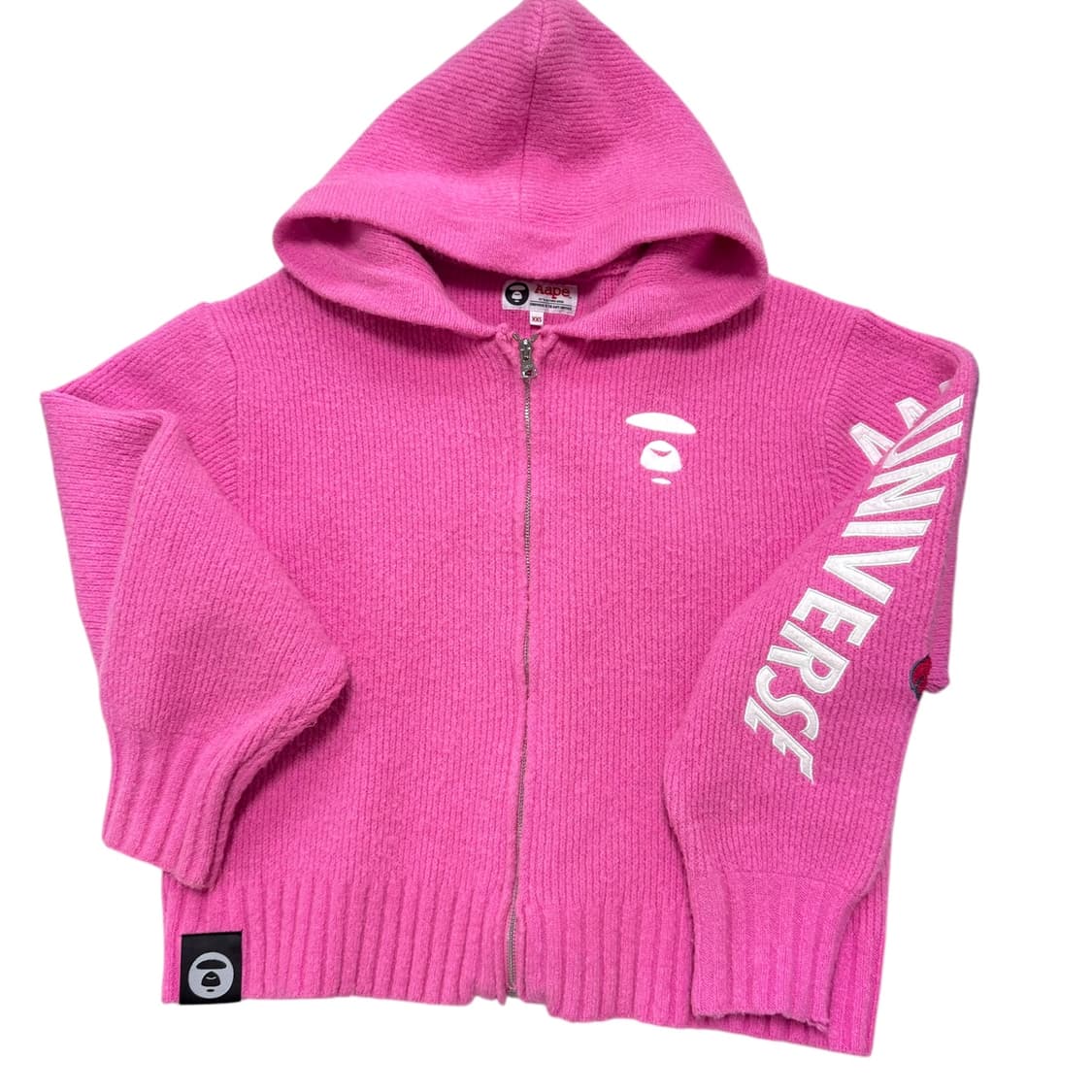 에이프 딸기우유 후드 오버 니트집업 상품이미지3