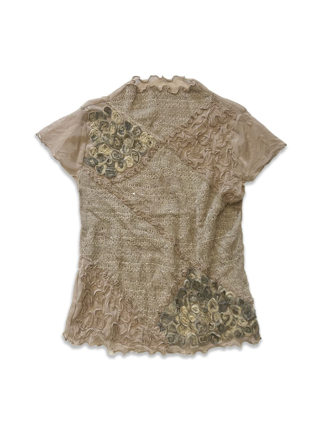Textured mesh&smocked top   상품이미지1