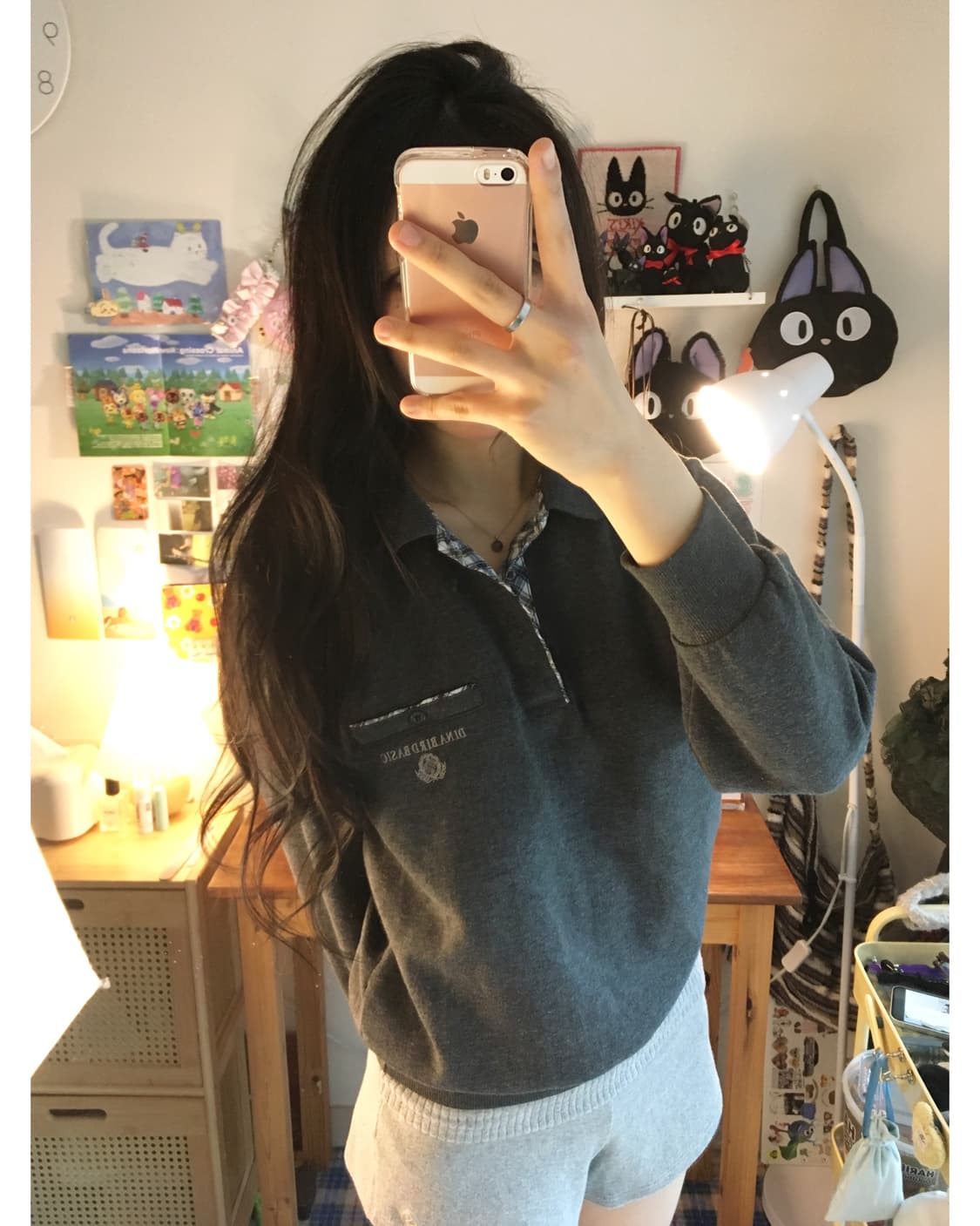 vintage preppy mood sweatshirt charcoal 상품이미지5