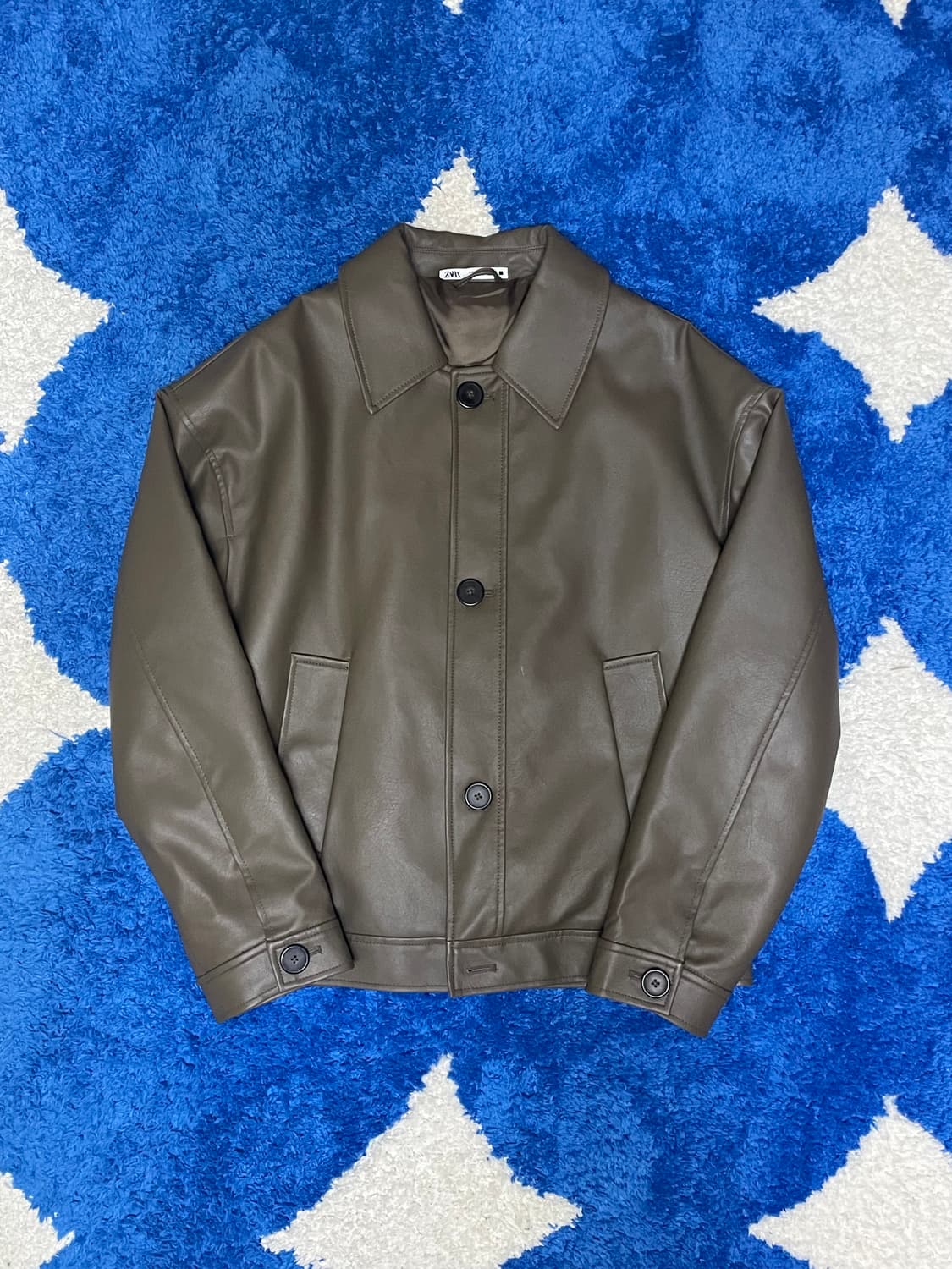 자라 ZARA 카키브라운 레더 자켓 상품이미지1