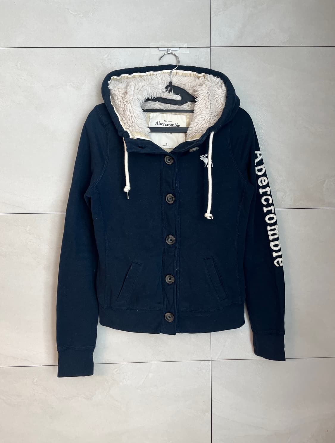 아베크롬비 순록 네이비 버튼 후드집업 [S]  상품이미지1